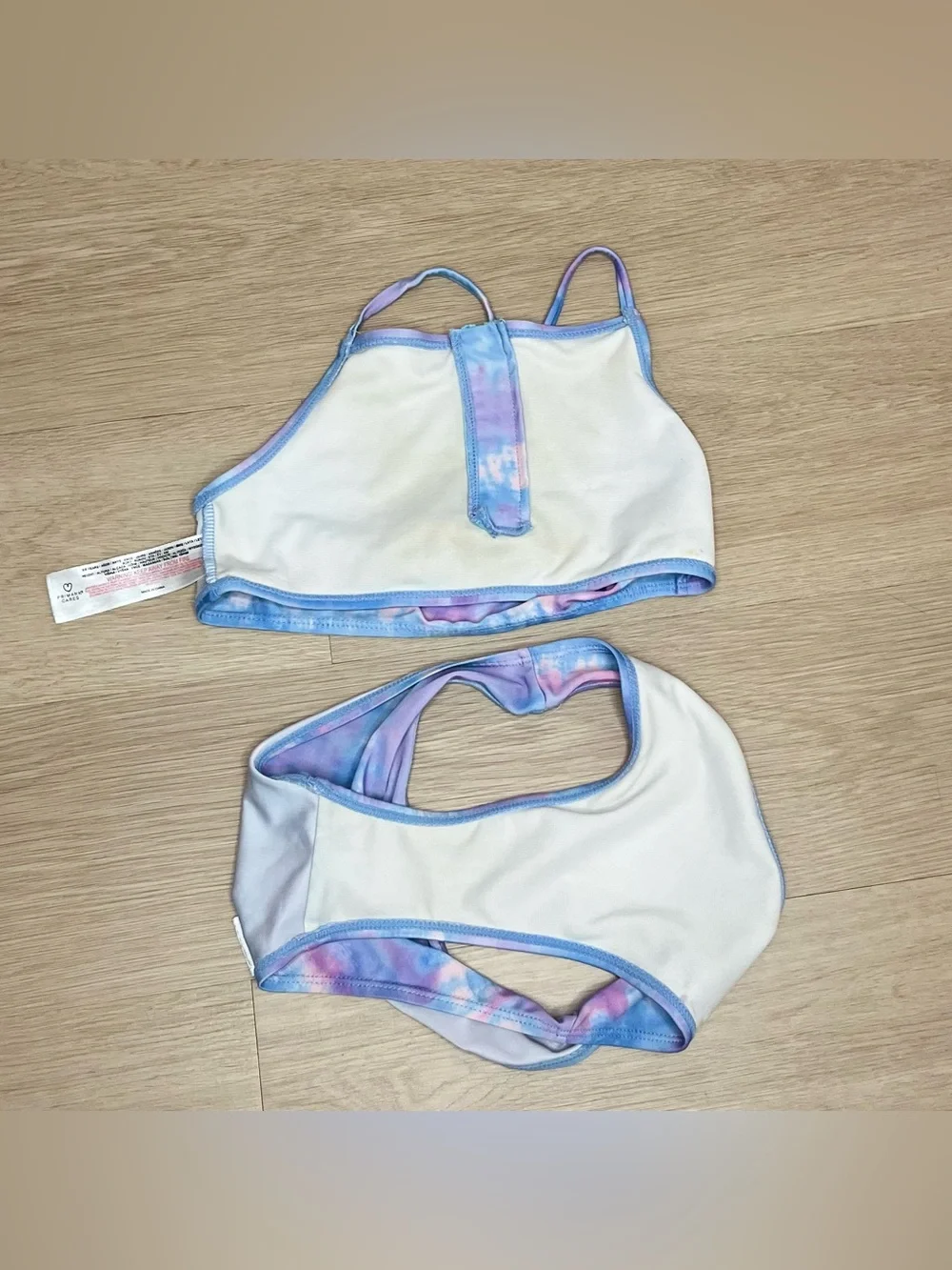 Primark Kids Tie-Dye Two-Piece Swim Set - Pastel Blue & Pink - Size 8/9 Years